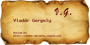 Vladár Gergely névjegykártya